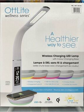 OTT Wellness Series Wireless Charging LED Lamp - White with Colour Changing Base